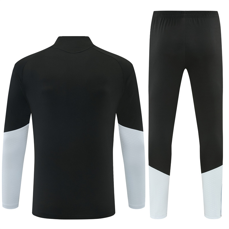 2026 Spain Black & White Half Zipper Jacket Tracksuit + Long Pants