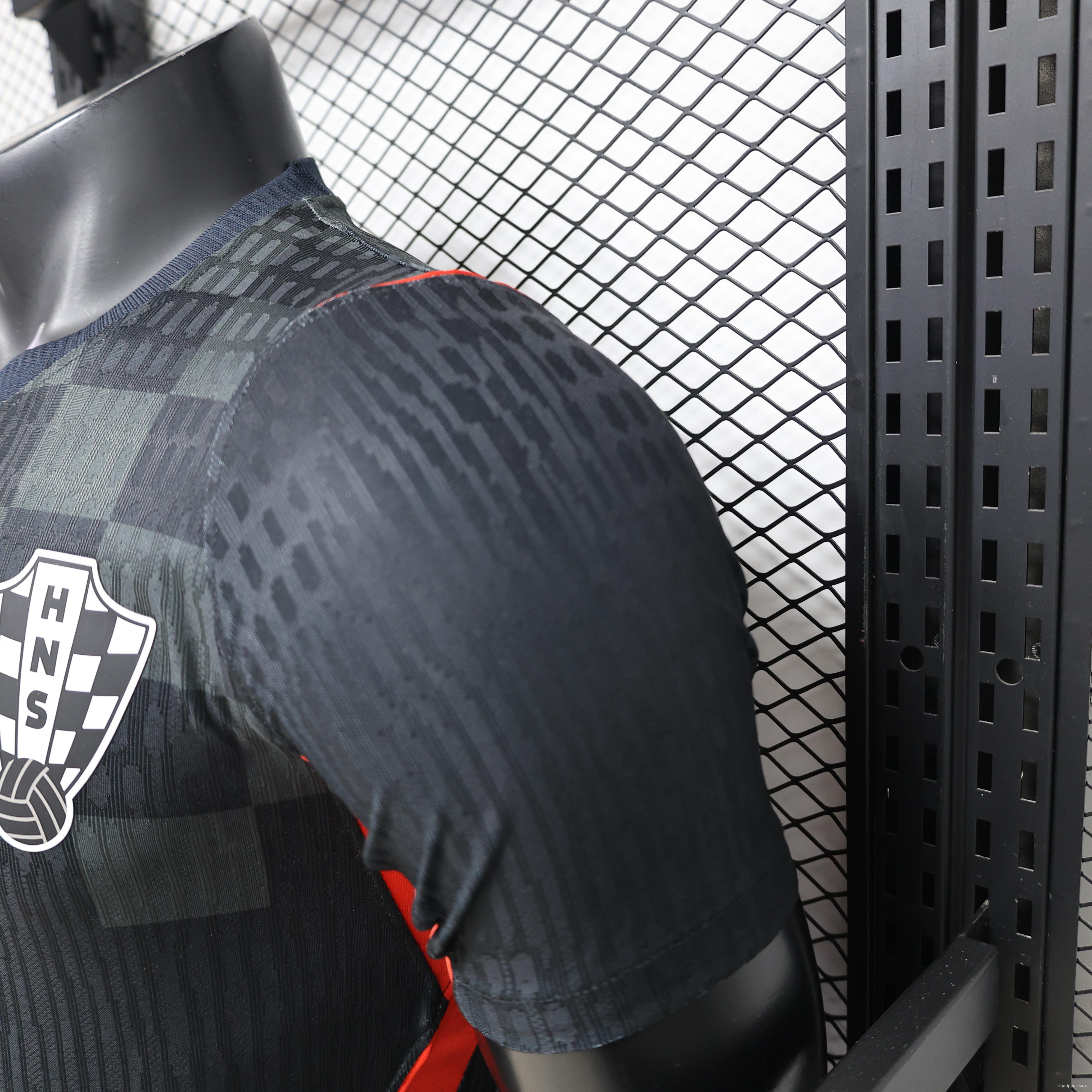 Player Version 2026 Croatia Dark Black with Dark Checkered Pattern Jersey