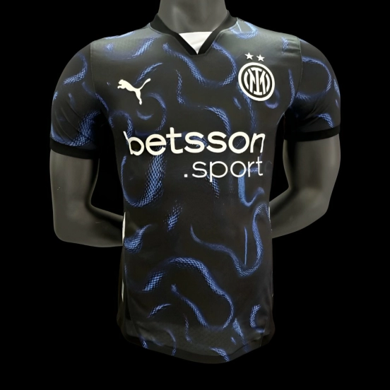 Player Version 25/26 Inter Milan Black with Blue Snake Pattern Jersey