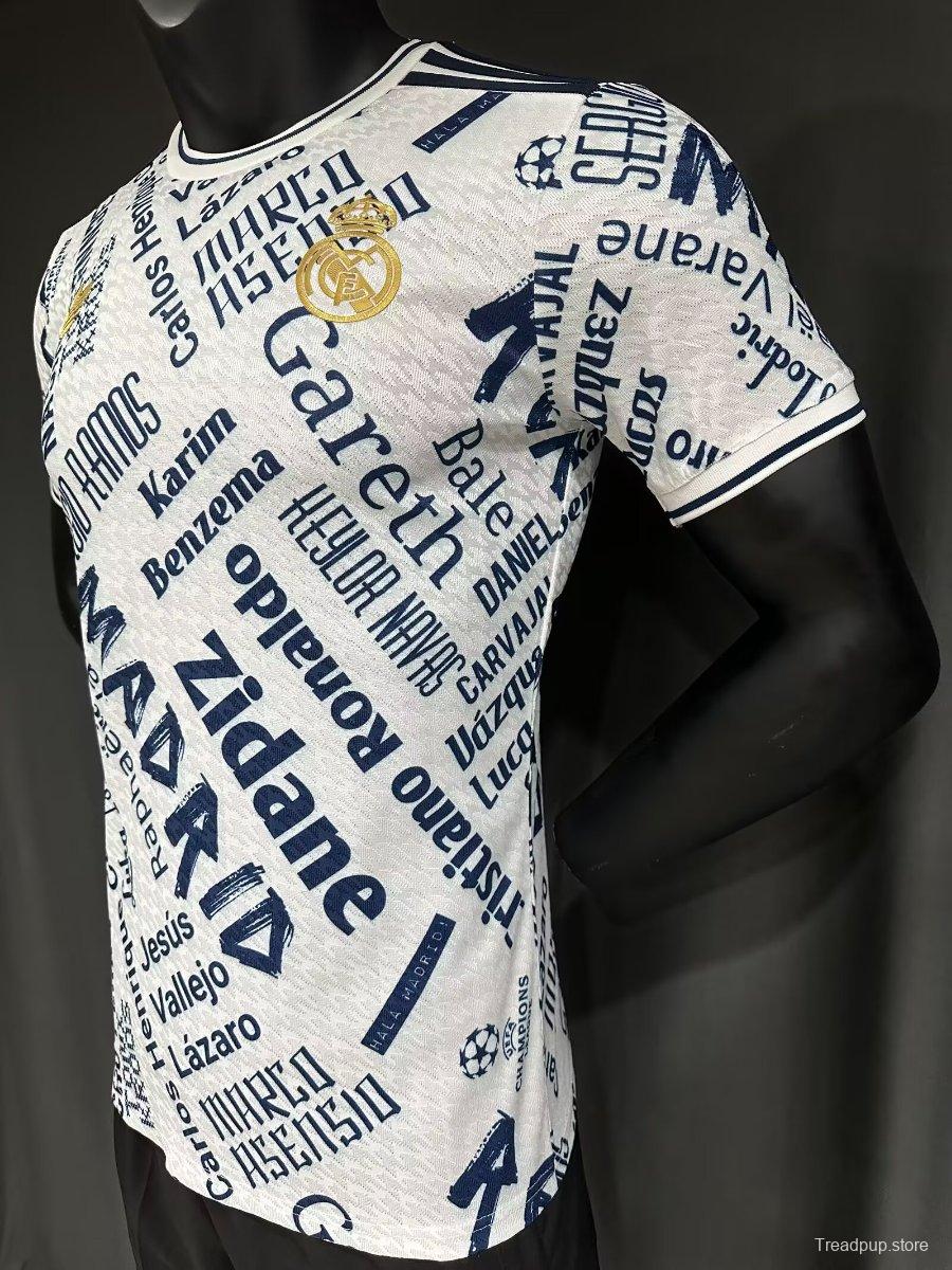 Player Version 25/26 Real Madrid White with Legendary Players Names Pattern Jersey