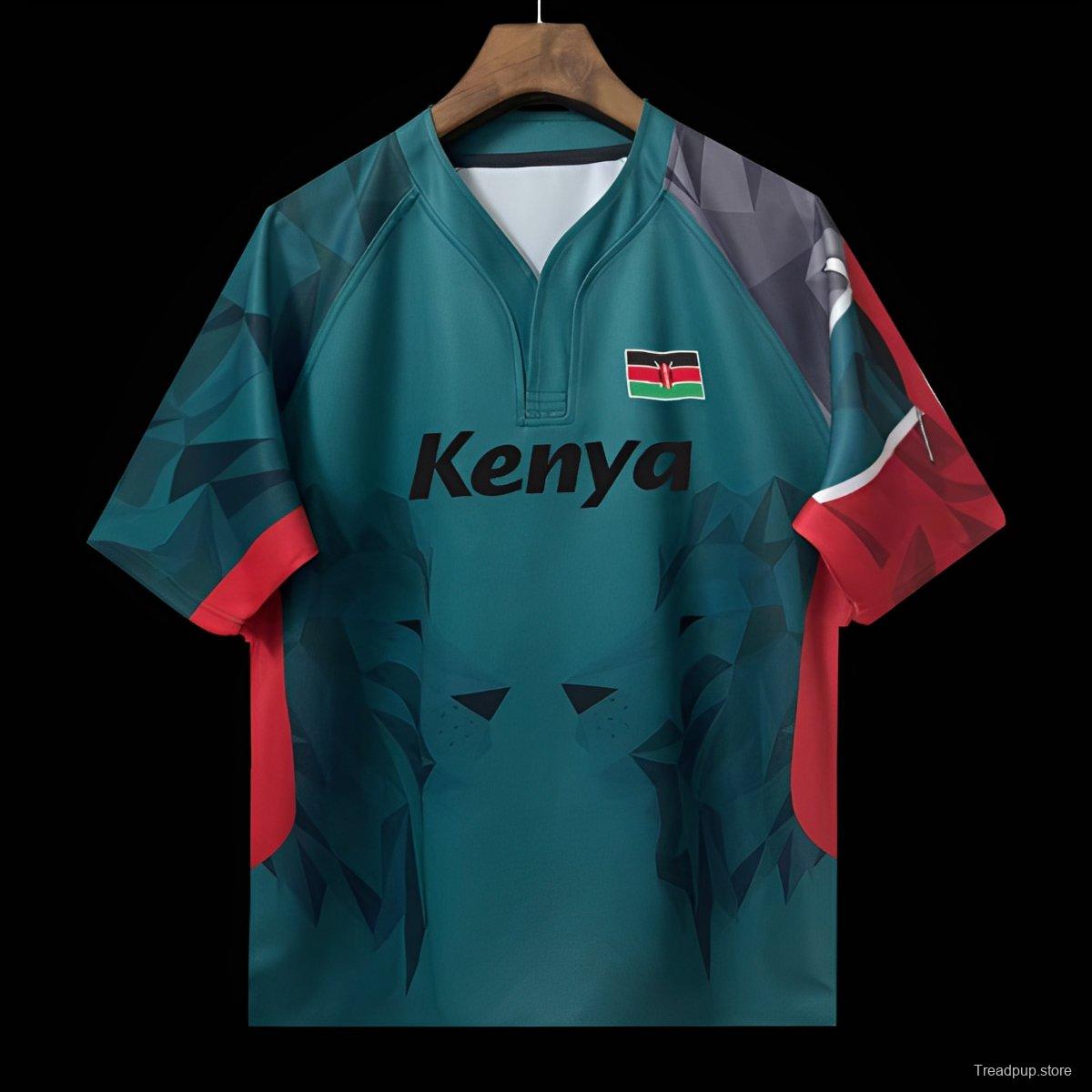 2026 Kenya Teal with Geometric Lion Pattern Jersey