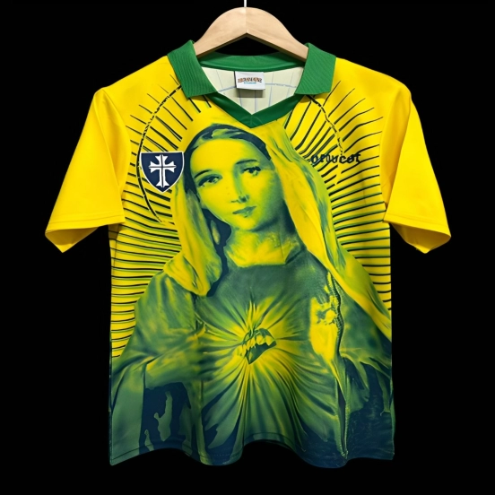 2026 Brazil Yellow with Virgin Mary Print Jersey