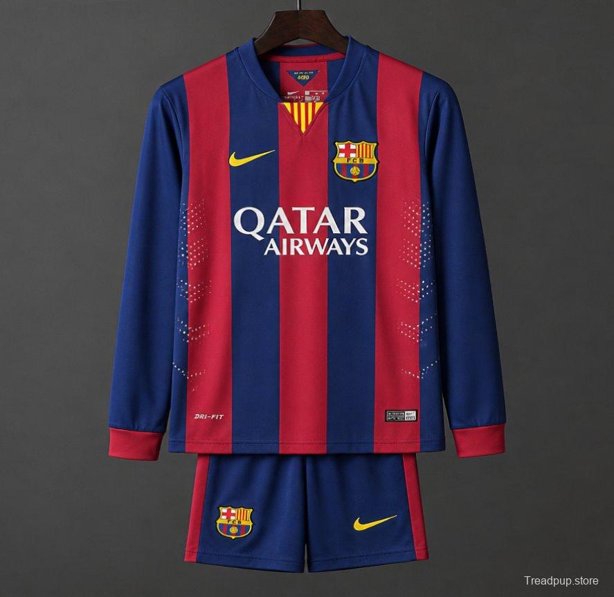 Retro Kids 14/15 Barcelona Home Long Sleeve Jersey