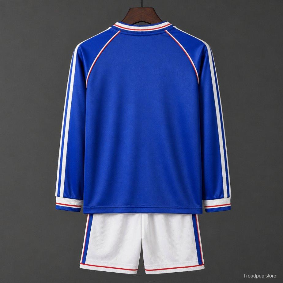 Retro Kids 1998 France Home Long Sleeve Jersey