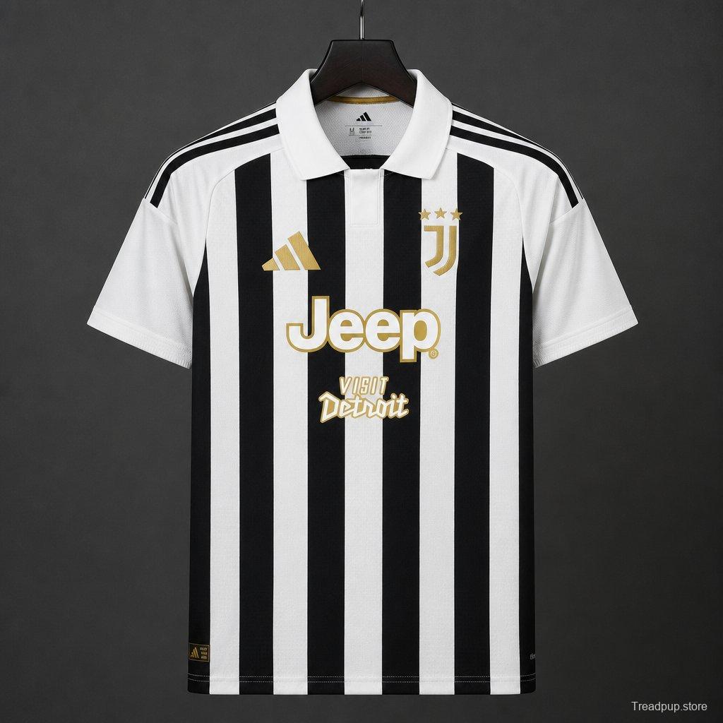 26/27 Juventus Home Jersey With Jeep Visit Detroit Sponsor